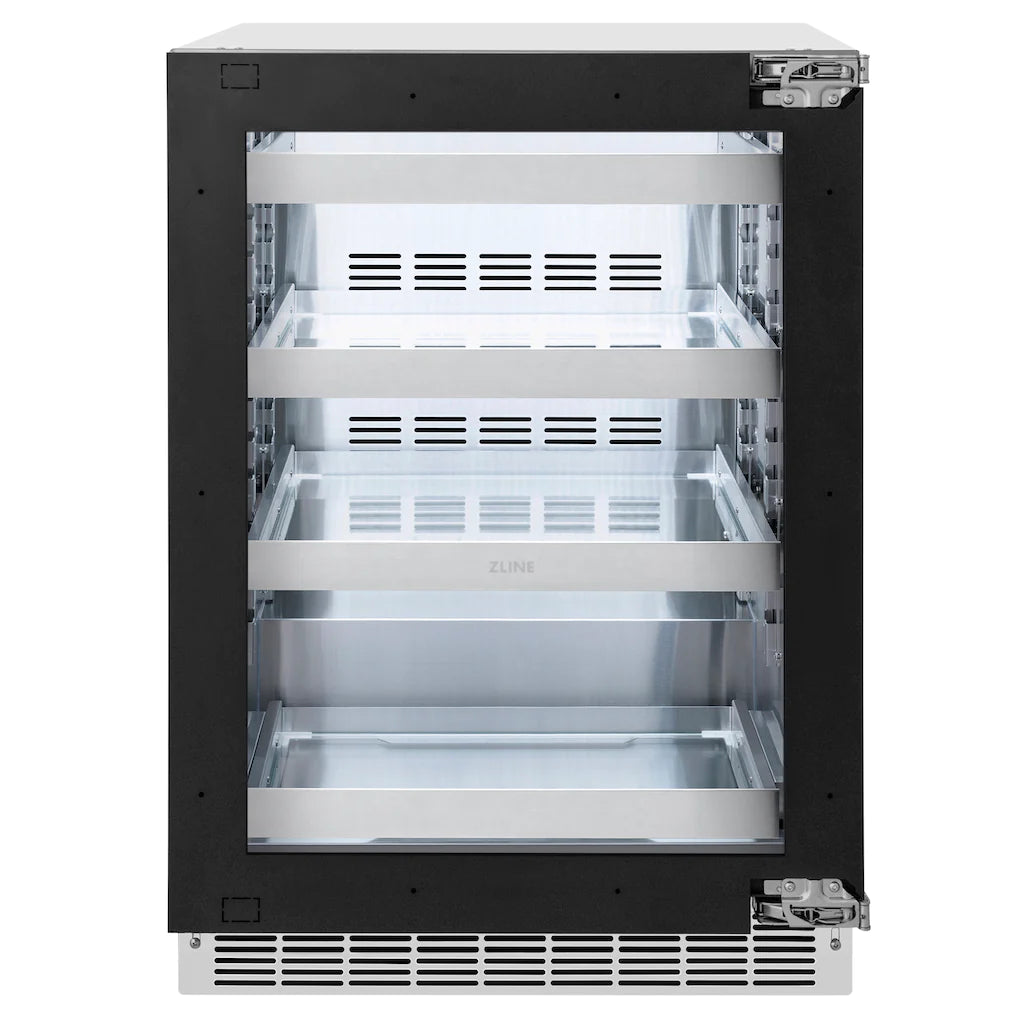 ZLINE 24-Inch Touchstone 151 Can Indoor/Outdoor Beverage Fridge with Panel Ready Glass Door (RBSPO-24)