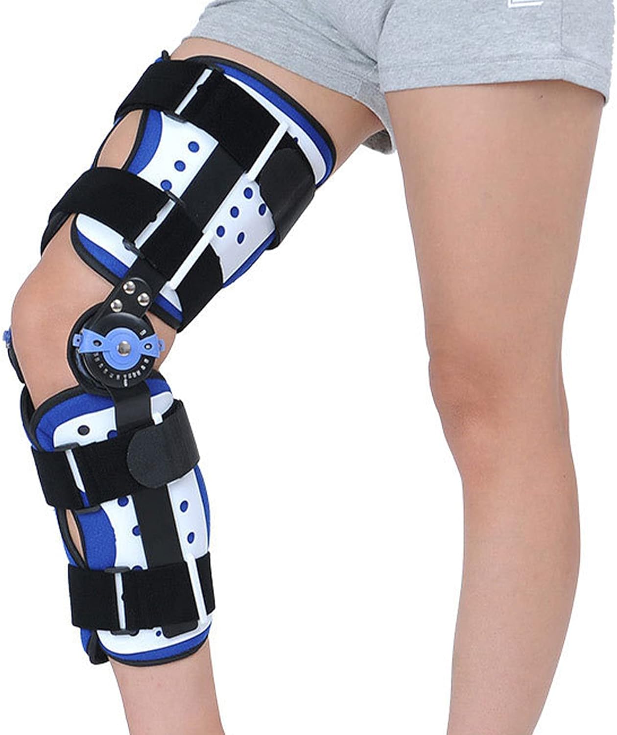 ROM Orthosis Knee Brace Adjustable Knee Immobilizer Brace Support Splint Stabilizer Wrap Sprain Post-op Hemiplegia Fixation OSTE Arthritis Adjustable ​for Left Leg and Right Leg