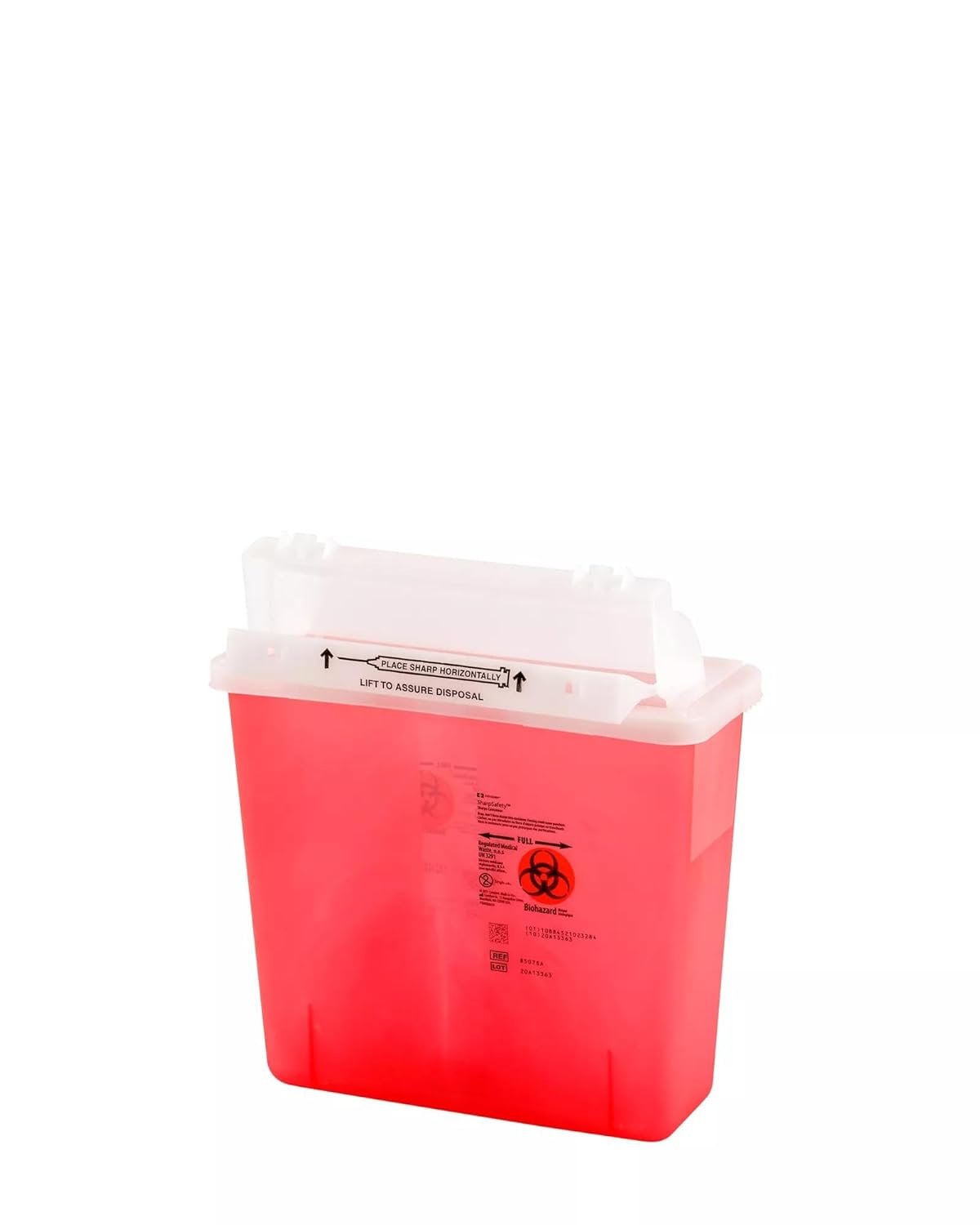 SharpSafety™ Safety in Room Sharps Container, Counterbalance Lid, Transparent Red, 5 Quart, Case of 20