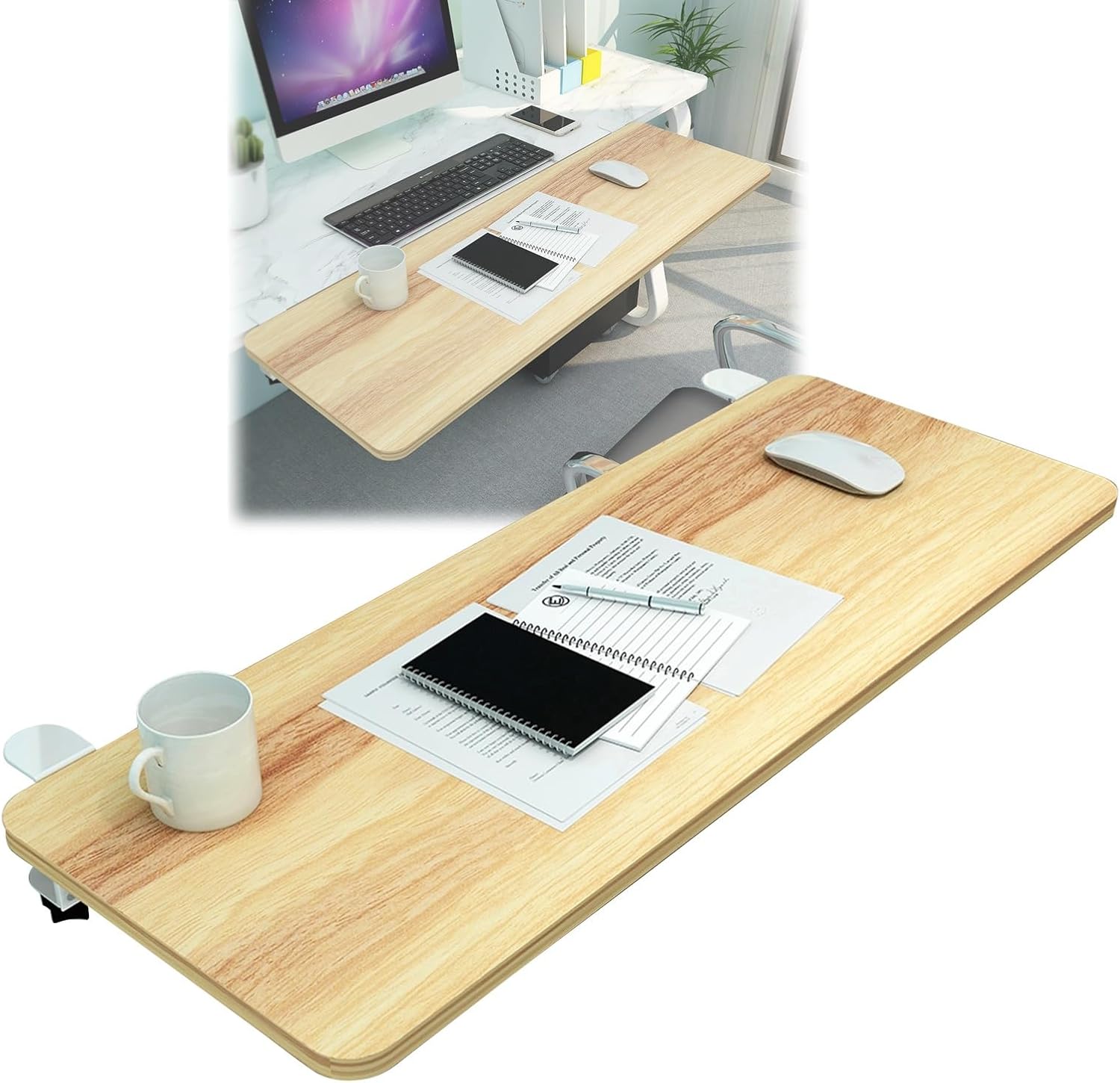 Desk Extender for Computer Keyboard Tray and Mouses Platforms, Ergonomic/90° Foldable/Elbow Arm Fully Support/Pink/75 * 25Cm,