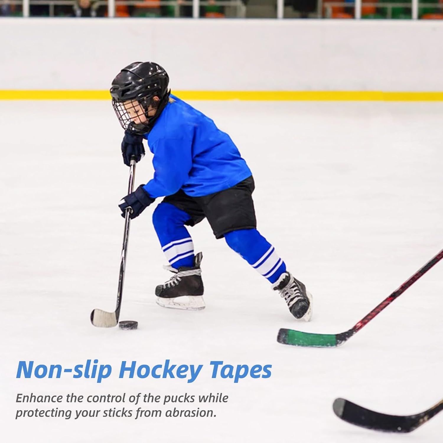 Sports Stick Tape Set, 10 Rolls of 1-Inch Poly-Cotton Wraps for Hockey, Lacrosse & More, Adhesive Shin Tape, Non-Slip, 27.3 Yards Each