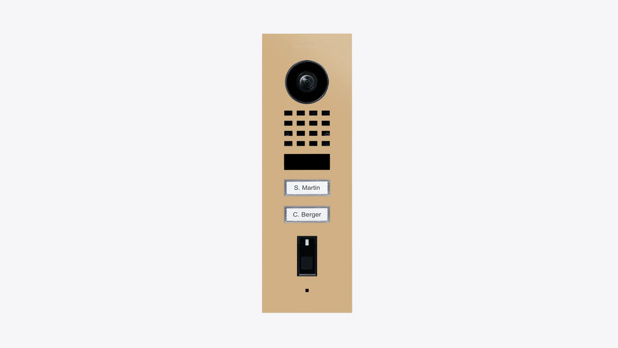 DoorBird D1102FV Fingerprint 50 Flush-Mount IP Video Door Station in Beige, RAL 1001
