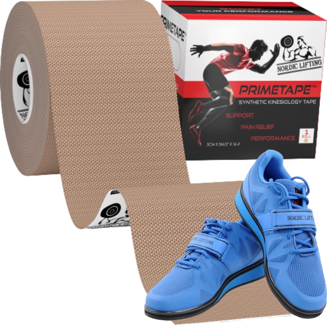 Nordic Lifting Kinesiology Tape 1p - Beige Bundle with Shoes Megin Size 8.5 - Blue