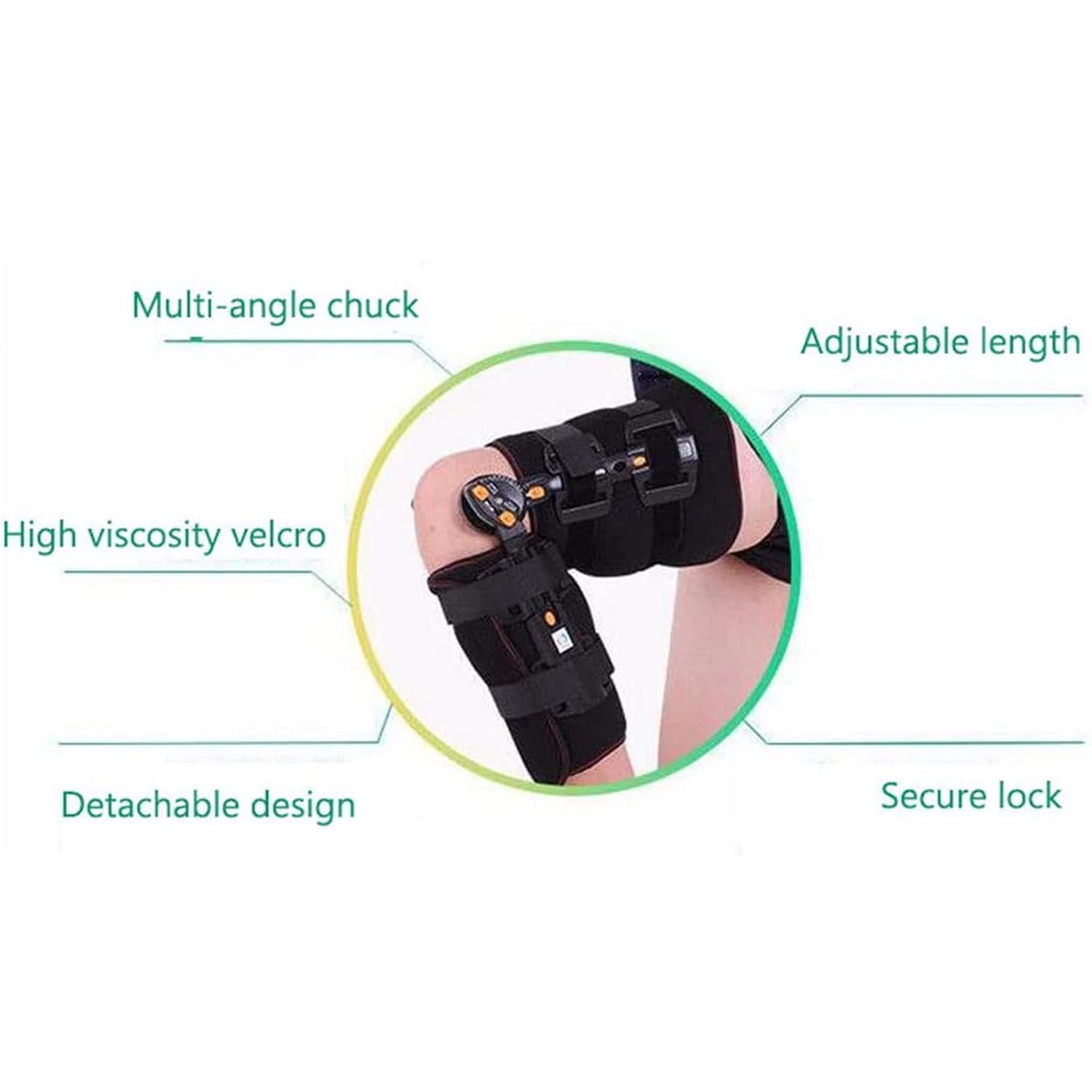 Hinged ROM Knee Brace, Adjustable Post OP Patella Brace Support Stabilizer, Adjustable Full Leg Stabilizer Knee Orthosis Splint
