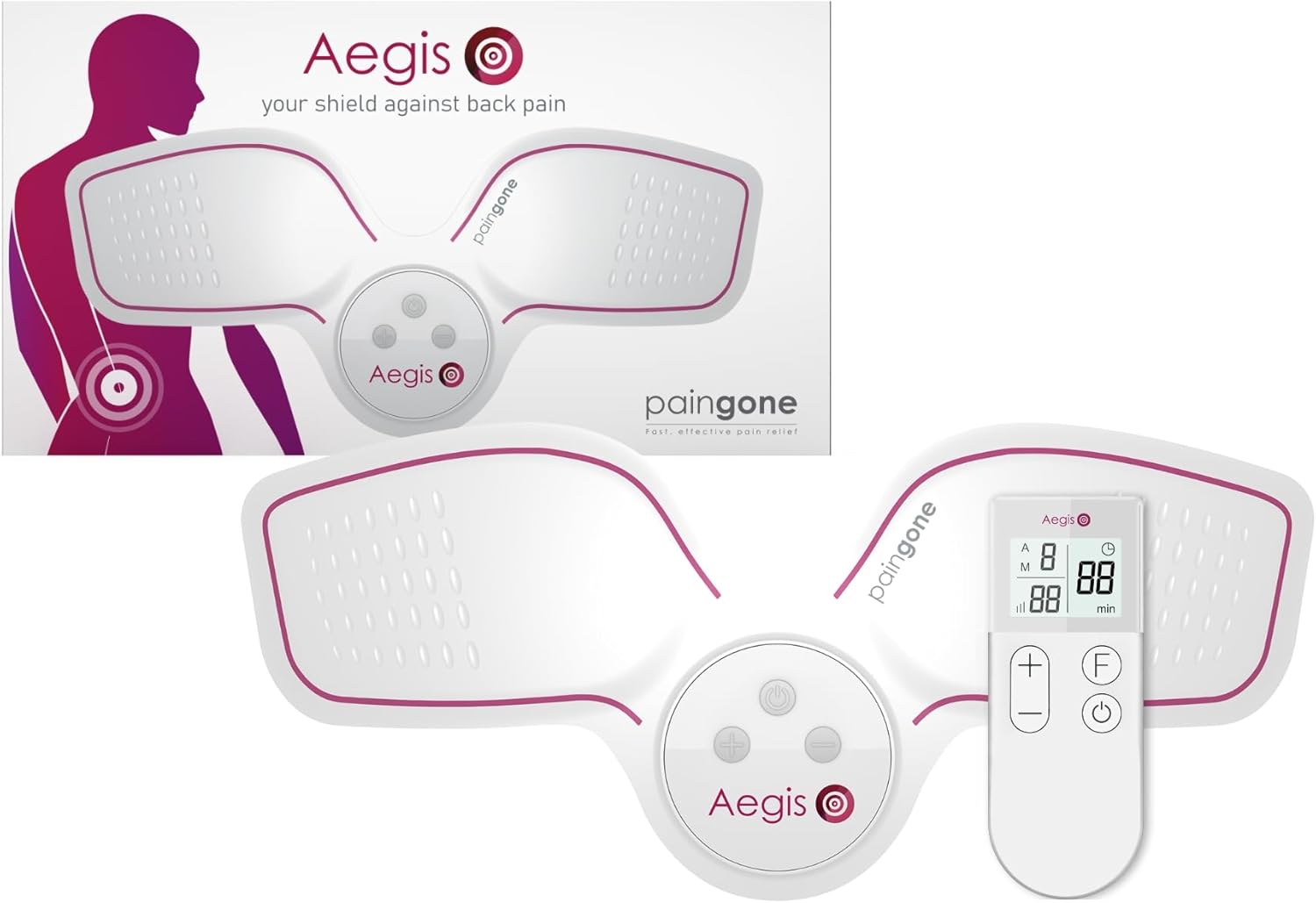Paingone Aegis - The Powerful, Portable Tool That Can Help Relieve Lower Back Pain Quickly - Portable, Lightweight and Fits Discreetly Under Clothing - Wireless, Rechargeable and Remote Controlled