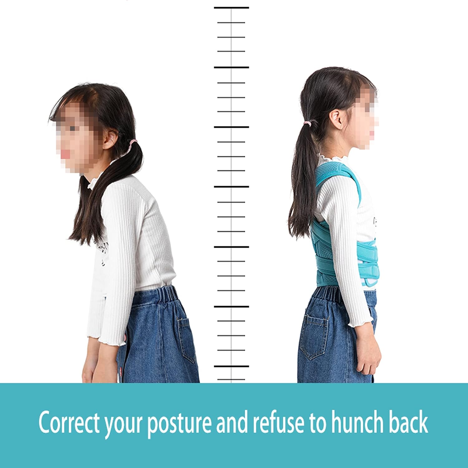 Back Correction Humpback Belt High Elasticity Adjustable Brace Comfort Back Shoulder Clavicle Support Neck Pain Relief Abdomen for Adult Children,Blue,L (Medium)