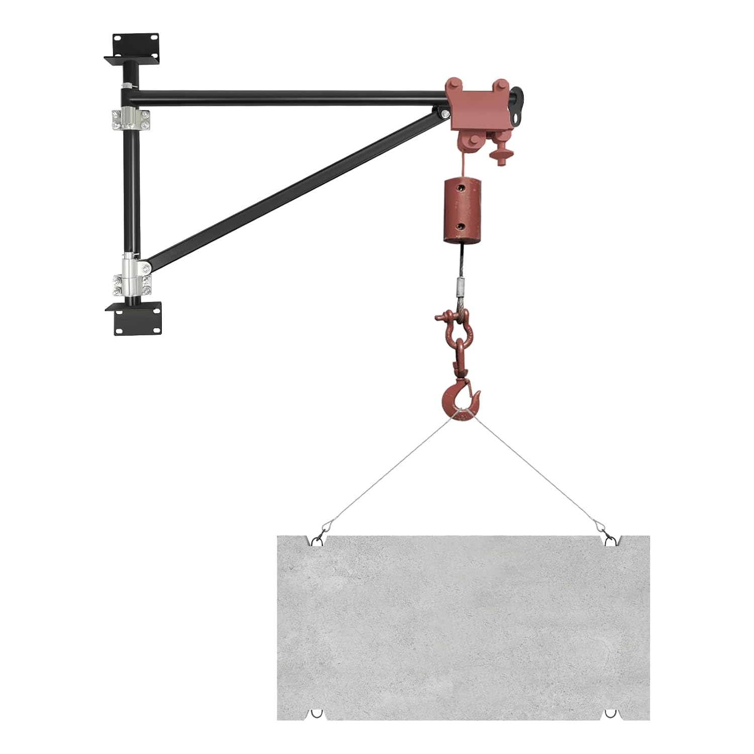 Wall Mount Jib Crane Bracket, Alloy Steel Hoist Support Arm with 180° Swing & 4-Screw Safety Buckle, Crane Swing Arm with Pole for Electric Hoist, 441 lbs Capacity, Black