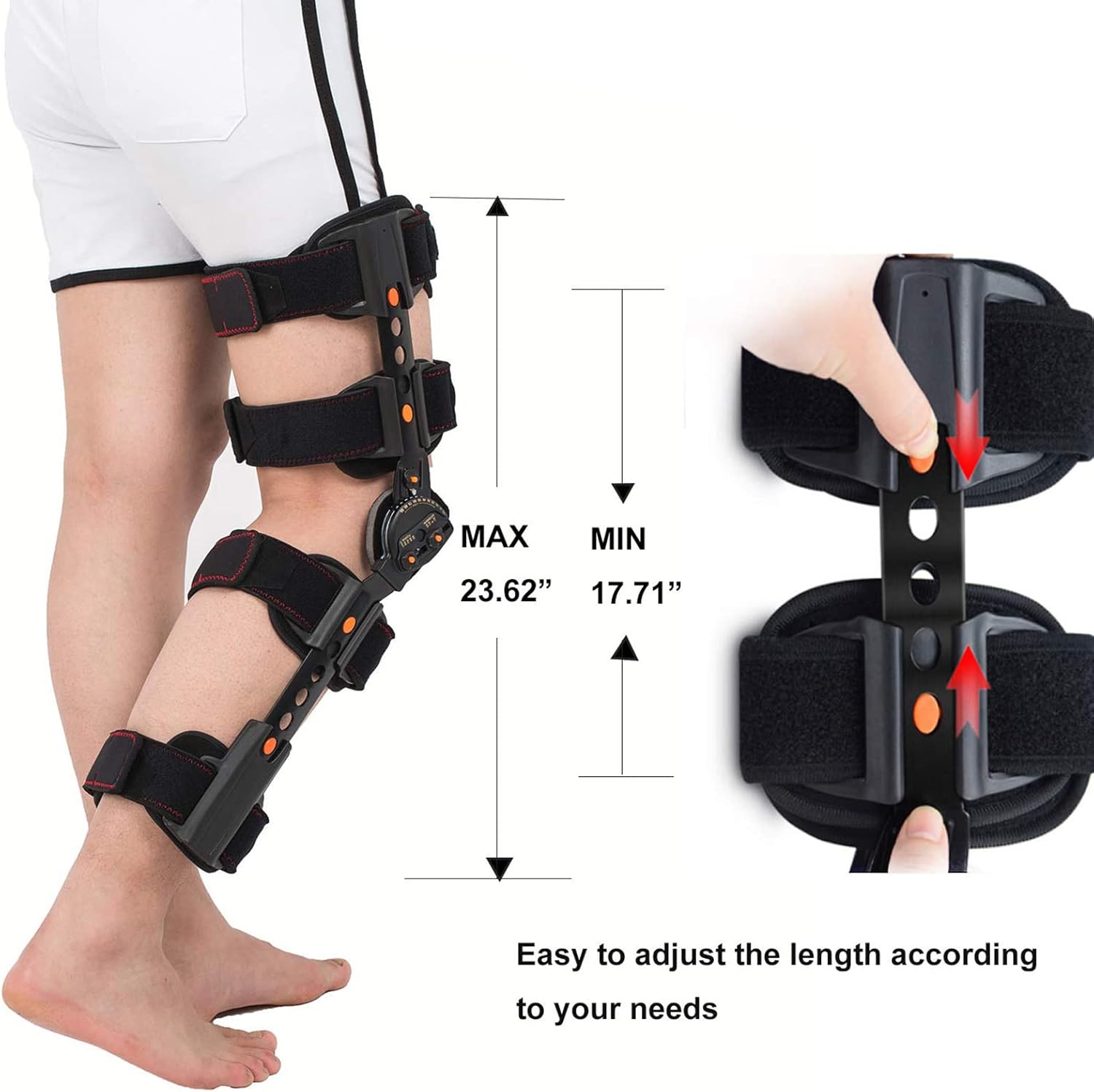 Knee Brace - Adjustable Articulating Knee Immobilizer Bracket Support Leg Splint Stabilizer for Post Acl, MCL and Pcl Hemiplegic Immobilization, Meniscus Tears,
