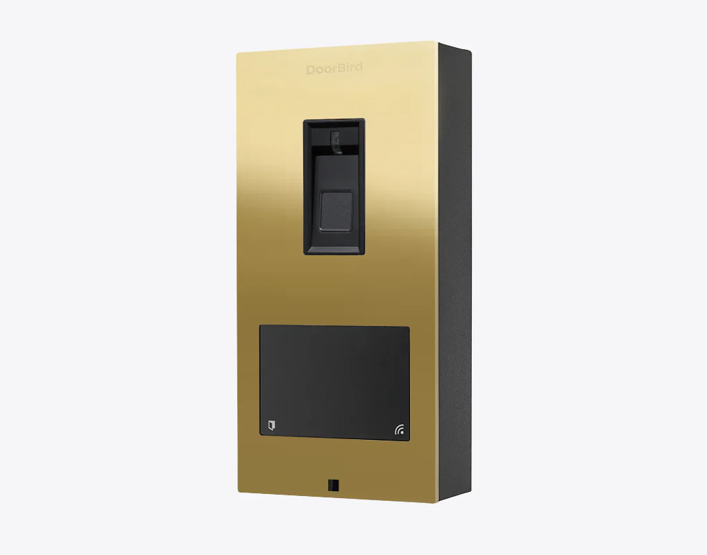 DoorBird A1122 Surface-Mount IP Access Control Device Fingerprint 50 in Brass-Finish as PVD Coating, Stainless Steel V4A, High-Gloss Polished