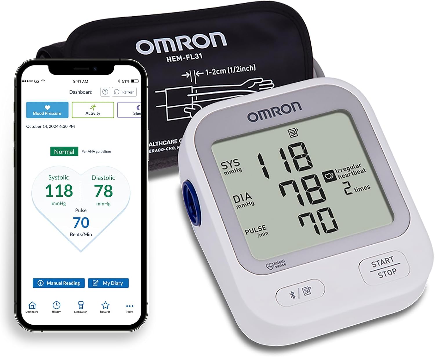 OMRON Silver Blood Pressure Monitor for Home Use & Upper Arm Blood Pressure Cuff - #1 Doctor & Pharmacist Recommended Brand - Clinically Validated - Connect App