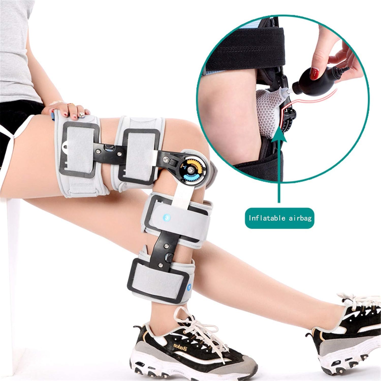 Knee Brace Splint Fracture Joint Fixation Support Adjustable Knee Joint Brace Repair For Orthopedic Injury Arthritis Protection,Grey