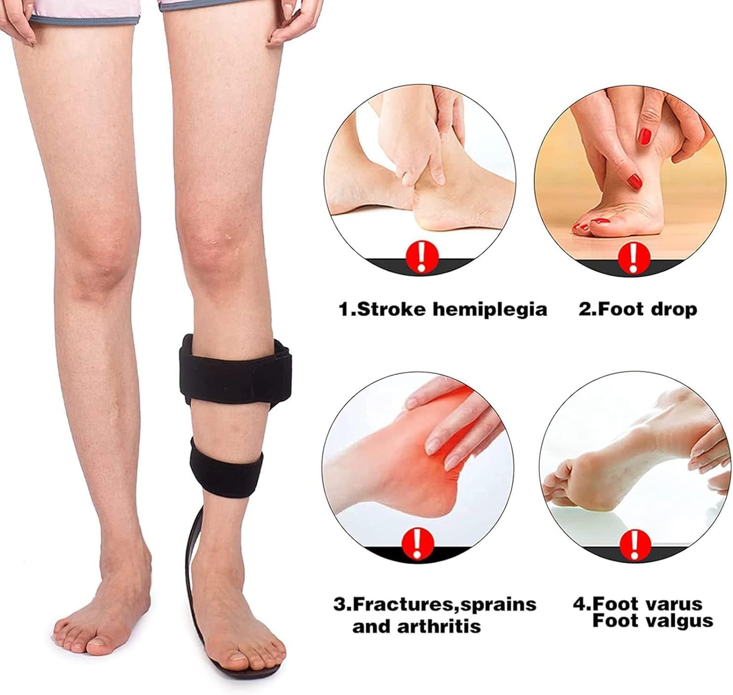 Foot Drop Orthotic Brace, Ankle Foot Orthosis, Gait Assist Support Foot Drop Support, Pain Relief Corrector Used for Drop Foot Stroke Hemiplegia(Left,Middle)