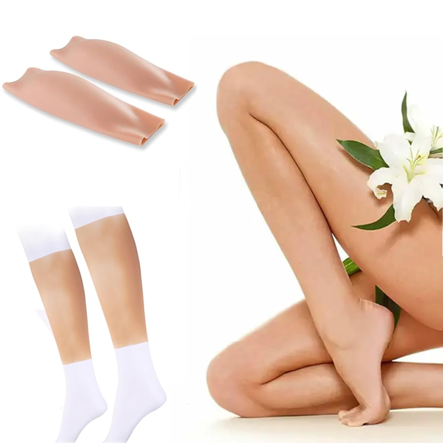 1Pair Silicone Leg Enhance Fake Calf Pads Arms Shaper Leg Correctors for Crooked or Thin Legs Covering Scars,Color 2,S