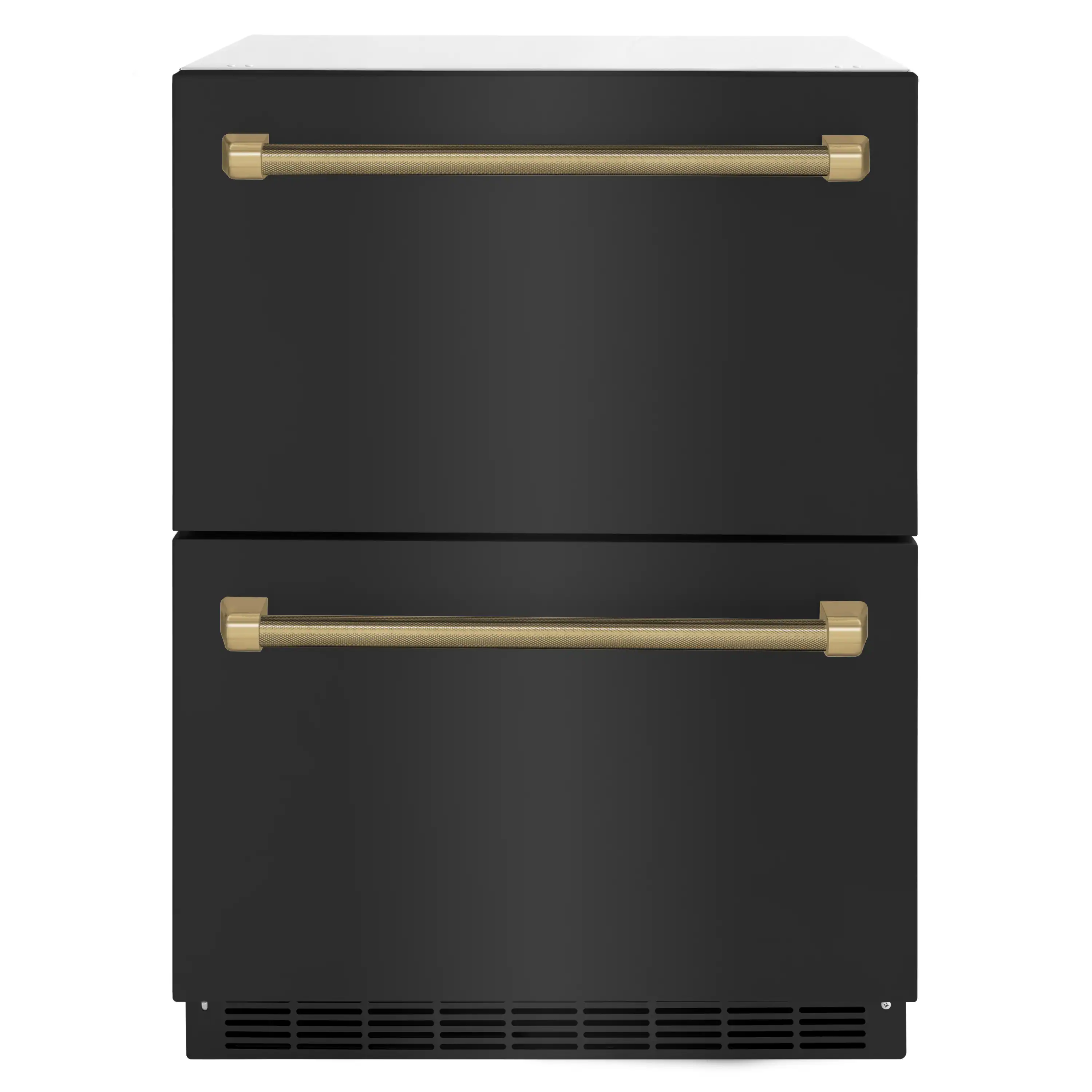 ZLINE Autograph 24-Inch Touchstone Refrigerator Drawer with Black Stainless Steel Doors & Bronze Helix Handles (RDSOZ-BS-24-KCB)