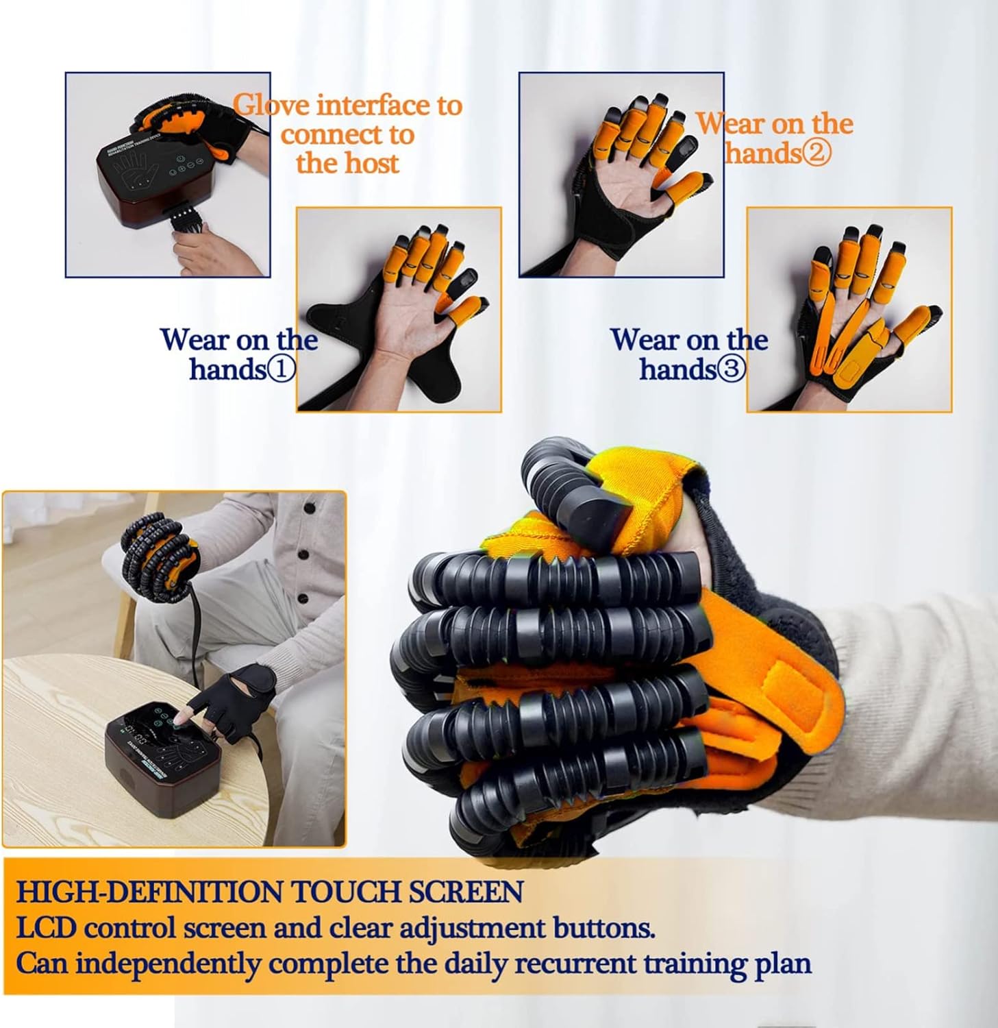 Upgrade Rehabilitation Robot Gloves Stroke Hemiplegia Hand Finger Training Promote Blood Circulation Resolve Stiff Hands(Size:L Code,Color:Right Hand)