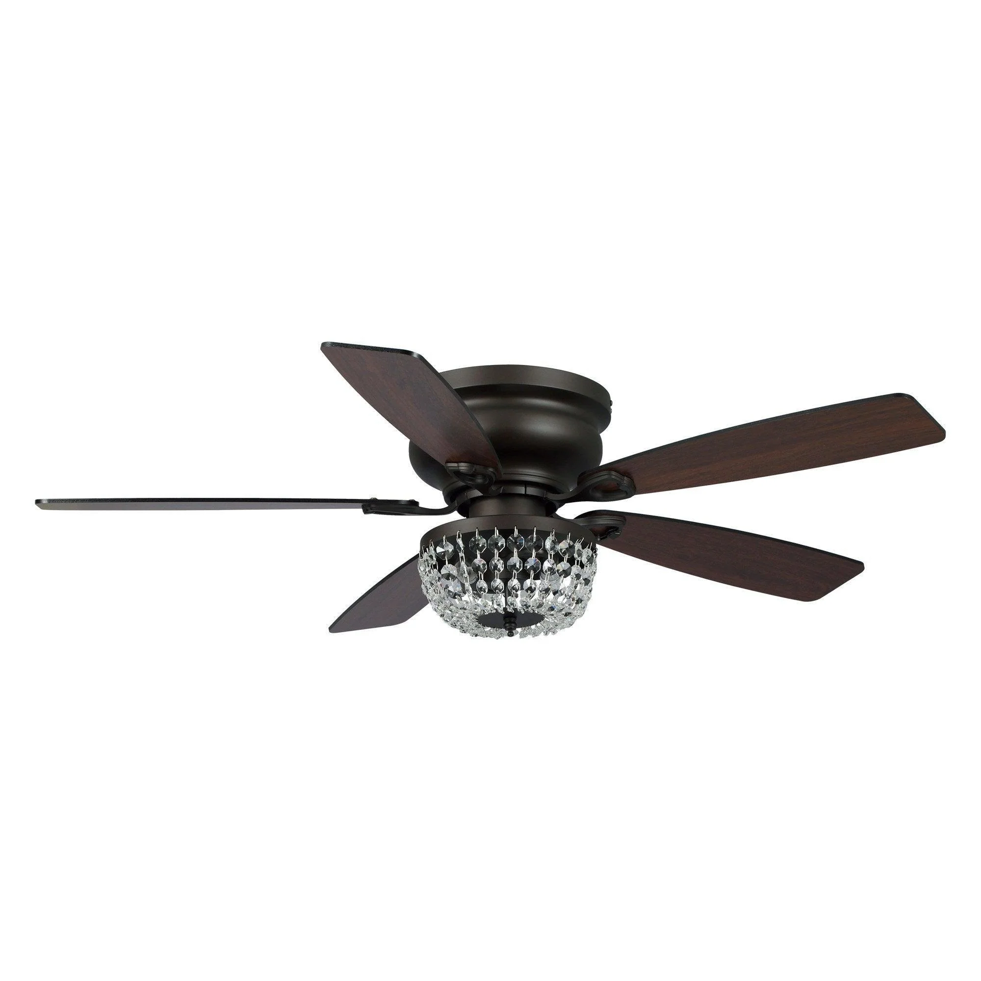 Parrot Uncle 48-Inch Modern Flush Mount Reversible Crytsal Ceiling Fan with Lighting and Remote Control