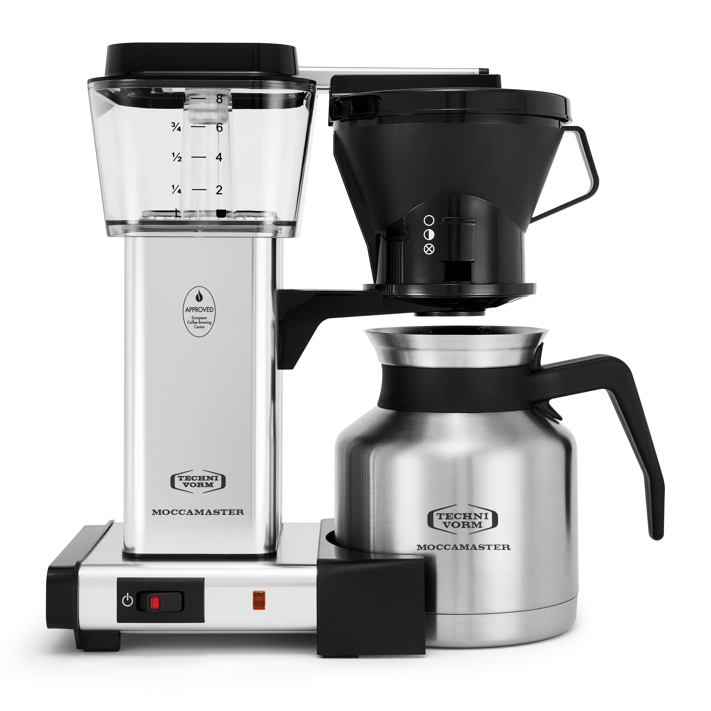 Moccamaster KBTS Thermal Carafe 8-Cup Coffee Maker in Polished Silver with Manual Adjust Drip-Stop, 32 Ounce, 1L (79212)