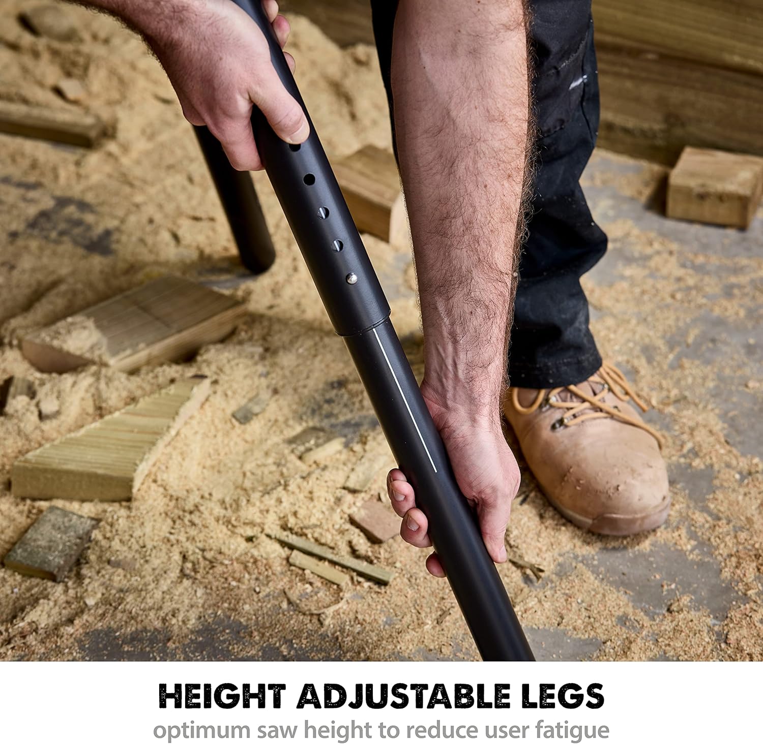 Evolution Power Tools Miter Saw Stand PLUS - Compact Folding Stand with Extendable Arms, Large Wheels, Universal Fittings for Most Brands Evolution, Makita, DeWalt, Bosch, Ryobi, Einhell and Metabo