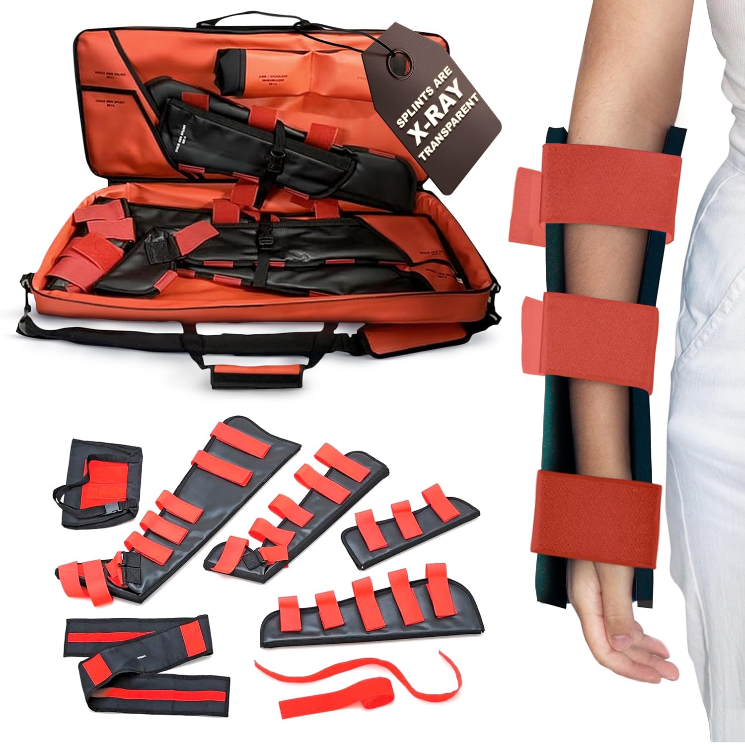 Dixie EMS Fracture Splint Kit – Emergency Immobilization Set with Arm & Leg Splints, Shoulder Support & Carry Bag – First Responder, EMT, Paramedic & Medical Use