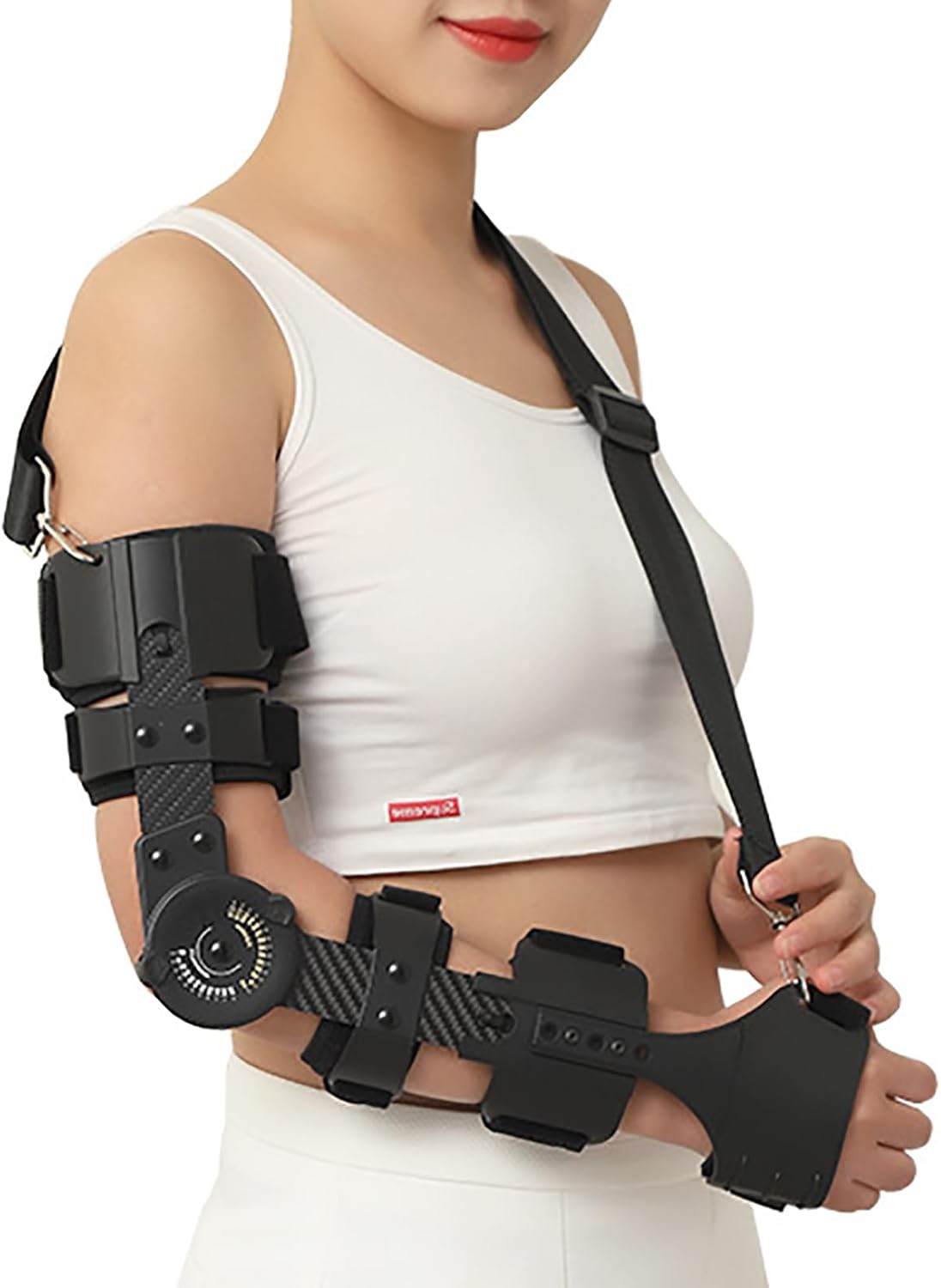 Hinged ROM Elbow Brace, Adult Post Op Elbow Immobilizer Brace with Sling Stabilizer, Arm Injury Recovery Elbow Splint for Dislocated Arm Ligament and Tendon Repairs