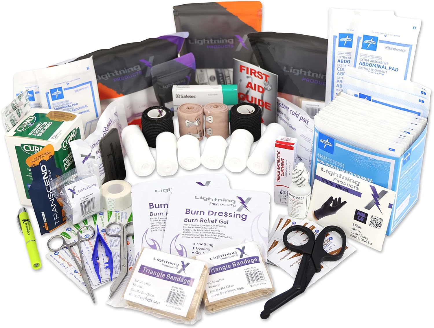 Lightning X Small Medic First Responder EMT Trauma Bag Stocked First Aid Trauma Fill Kit A (Pink)