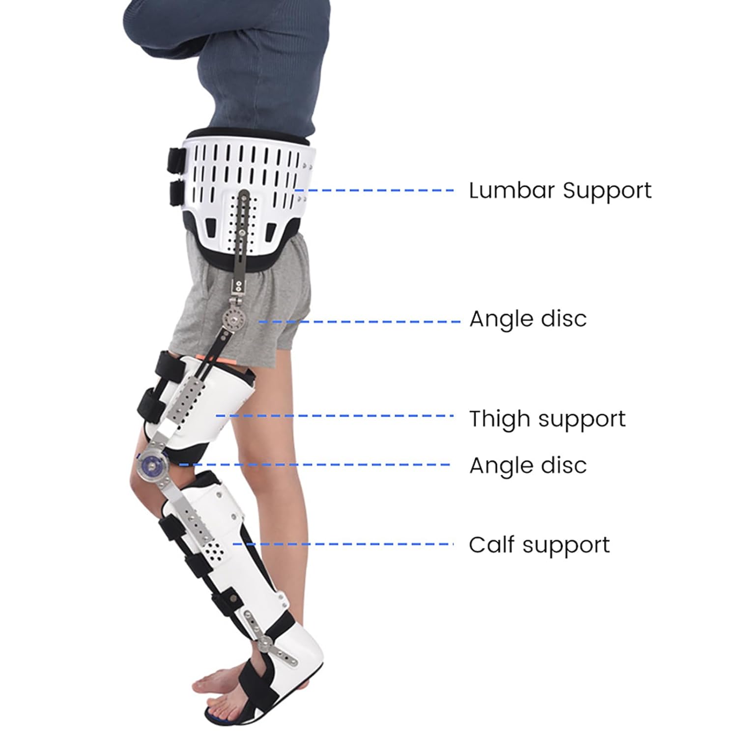 Knee Support Brace - Hip Knee Ankle Foot Orthosis Braces with Walking Boots for Hip Fracture Rehabilitation Equipment,Left