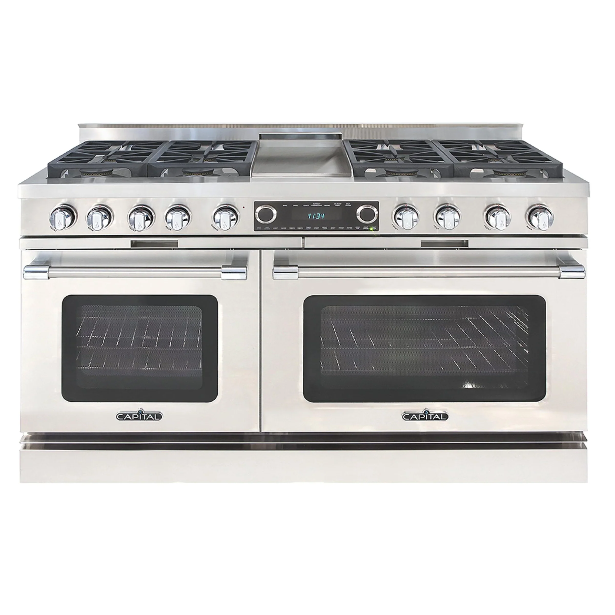 Capital 60-Inch Grand Chef Dual Fuel Range in Stainless Steel with 8 Sealed Burners & Griddle (CSB604G4)