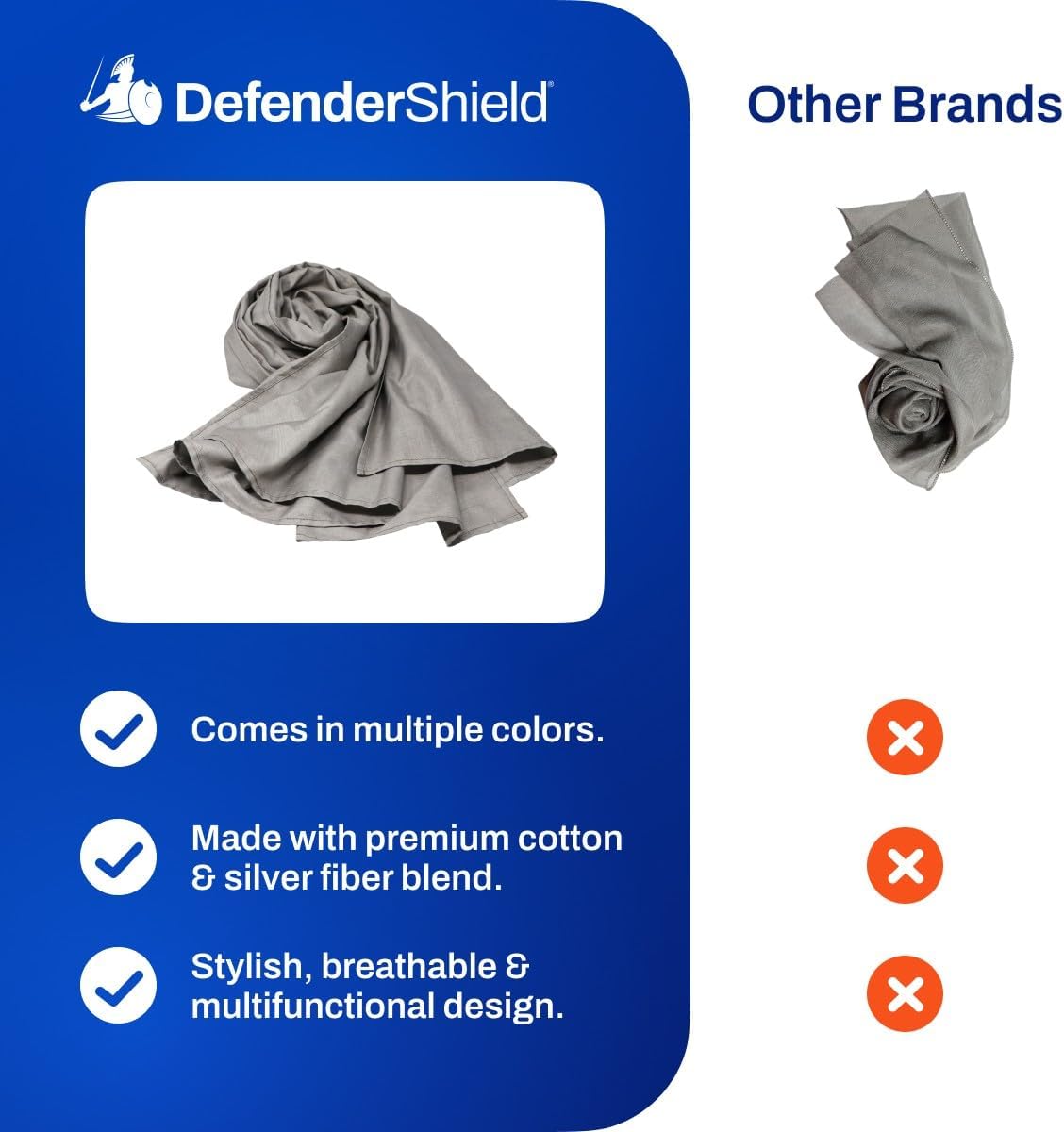 DefenderShield® EMF 5th Generation Wireless Emission Radiation Protection Shielding Scarf - One Size for Men and Women