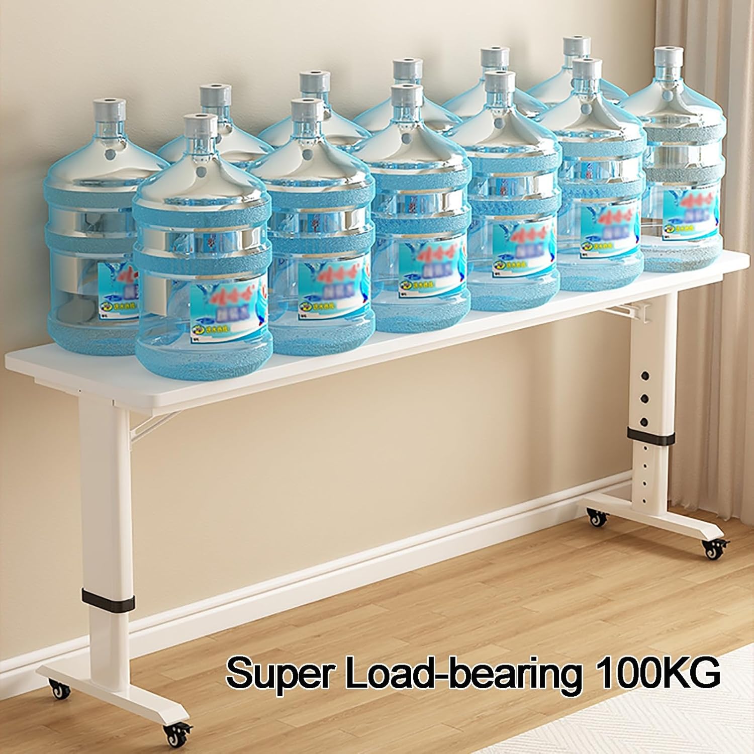 Overbed Table Adjustable Height Overbed Table with Wheels for Hospital and Home Use,Dark Walnut-120 * 50cm