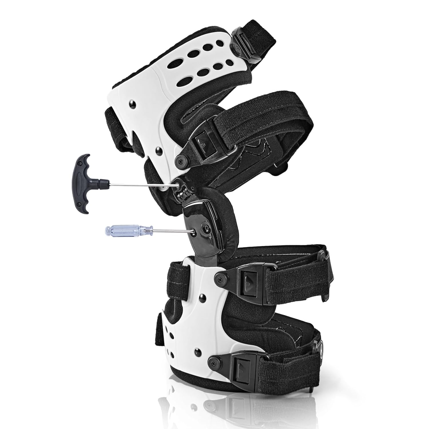 OA Unloader Knee Brace - Arthritis Pain Relief, Osteoarthritis, Bone on Bone Knee Joint Pain, Cartilage Defect Repair, Avascular Necrosis Hinged, Degeneration (White Right)