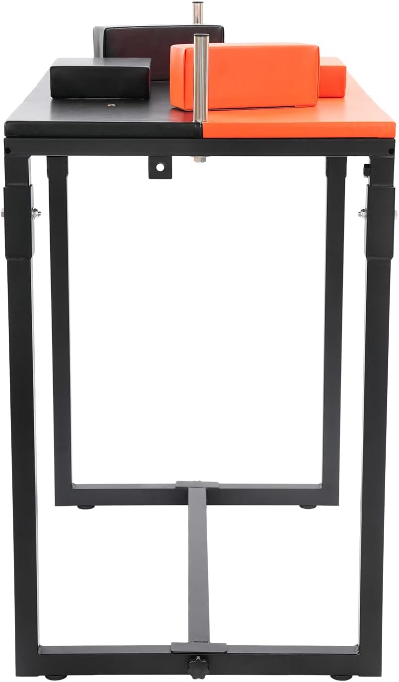 Arm Wrestling Battle Table, 35.4x25.5x39.3in Professional Wrist Strength Training Support Plate, Foldable Board Arm Wrestling Equipment for Home Gym, Elbow Pads & Forearm Pads, Bottom Crossbar