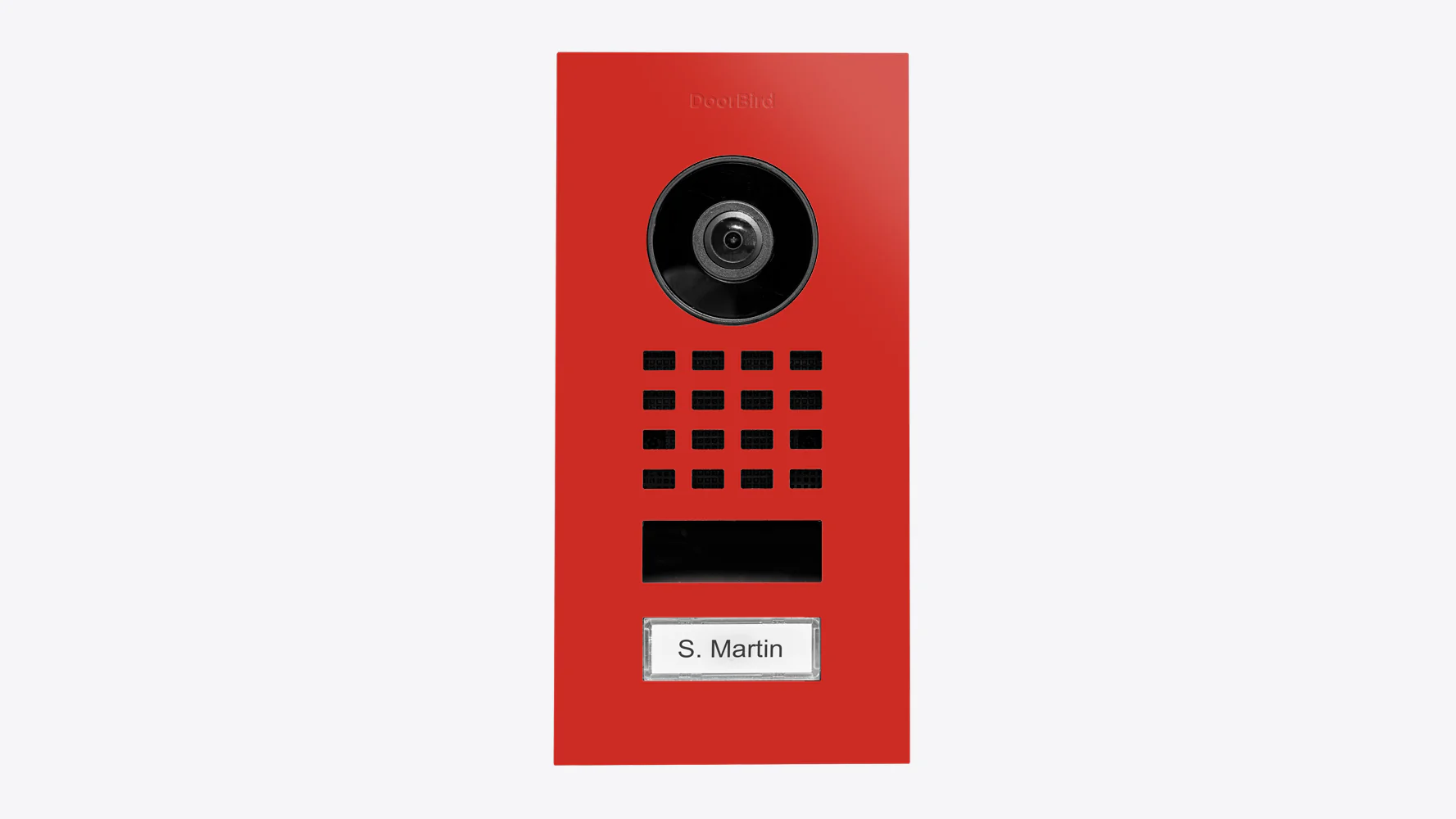 DoorBird D1101V Flush-Mount IP Video Intercom, 1 Call Button in Pure Red, RAL 3028