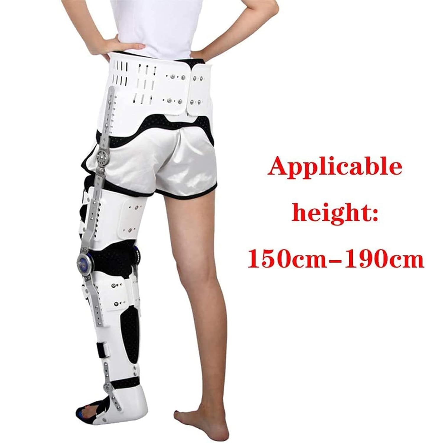 Hinged Post Knee Brace, Orthopedic Hinged Knee Brace with Foot Pad for Adults, Recovery Immobilization After Surgery Legs Can Be Bent (Right Leg-150Cm