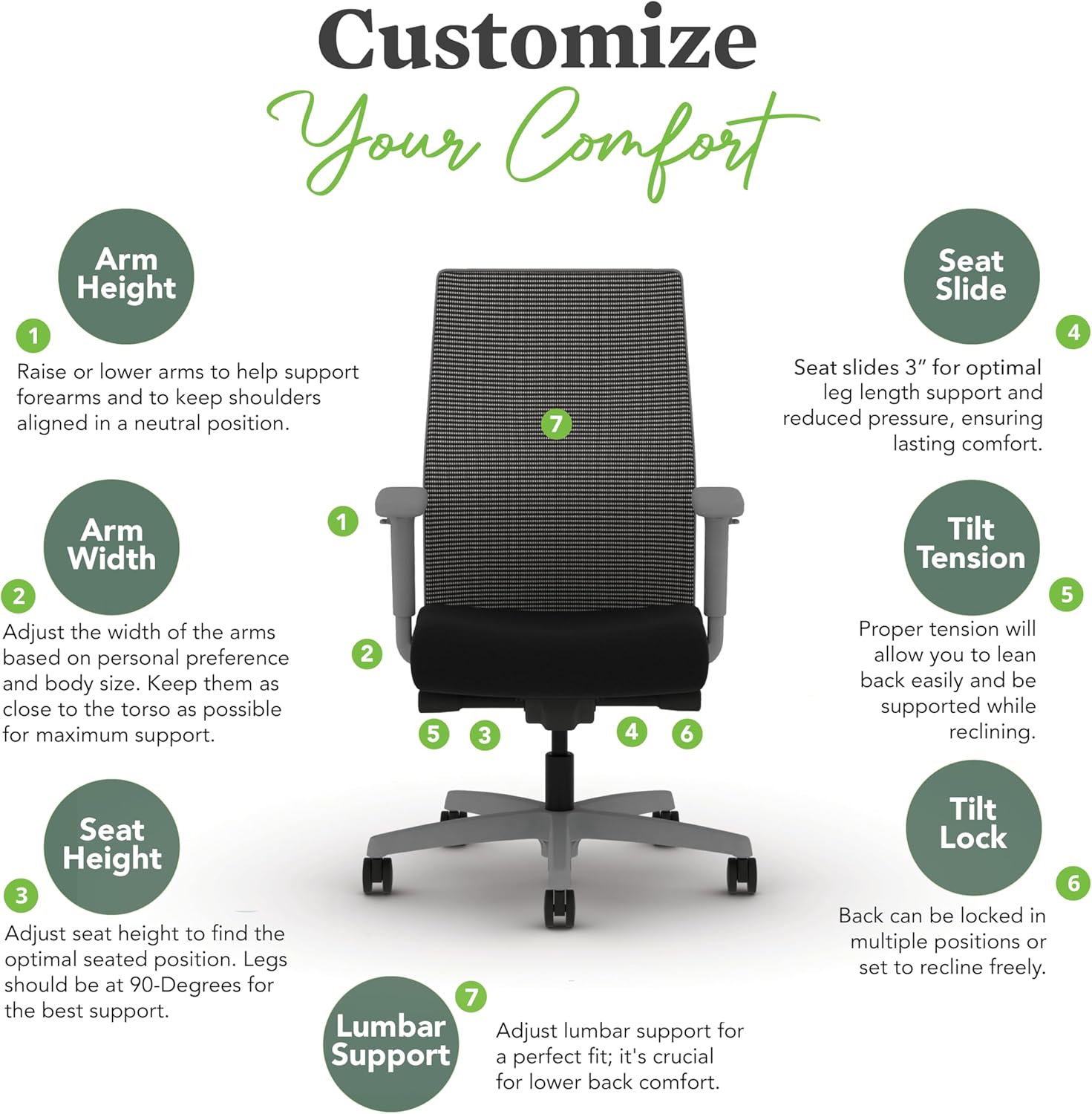 HON Ignition 2.0 Mid Back Task Chair, Spectrum Mesh, Advanced Synchro-Tilt Control, Office Chair with Lumbar Support, Height and Width Adjustable Arms, Titanium Frame, Onyx