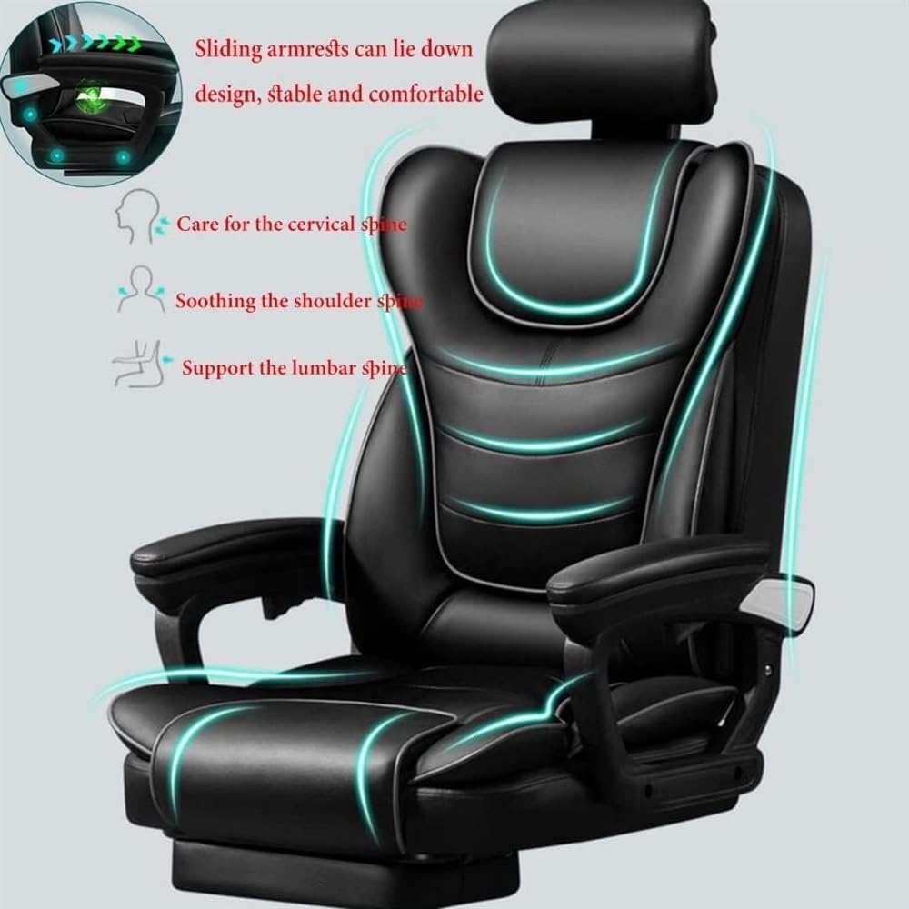 Ergonomic Executive Office Chair with Foot Rest, Gaming High Back Design, Lumbar Support, Adjustable PU Leather, Task Chair with Arms - Ideal for Office Work and Gam(Pink-One Size