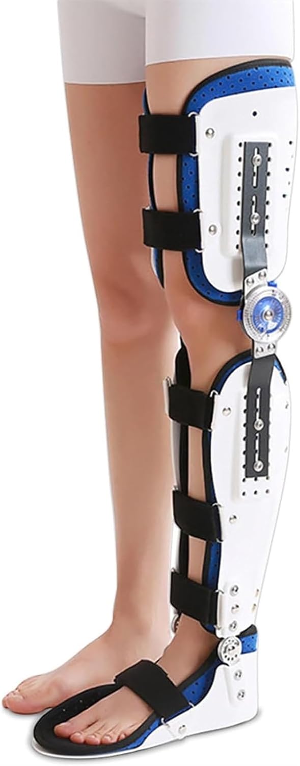 Knee Joint Fixed Full Leg Brace, Adjustable Post Op Knee Support Immobilizer, Breathable Thigh Knee Ankle Foot Supports Orthosis, for Leg Fracture Postoperative Rehabilitation- Universal Size(Right,Me