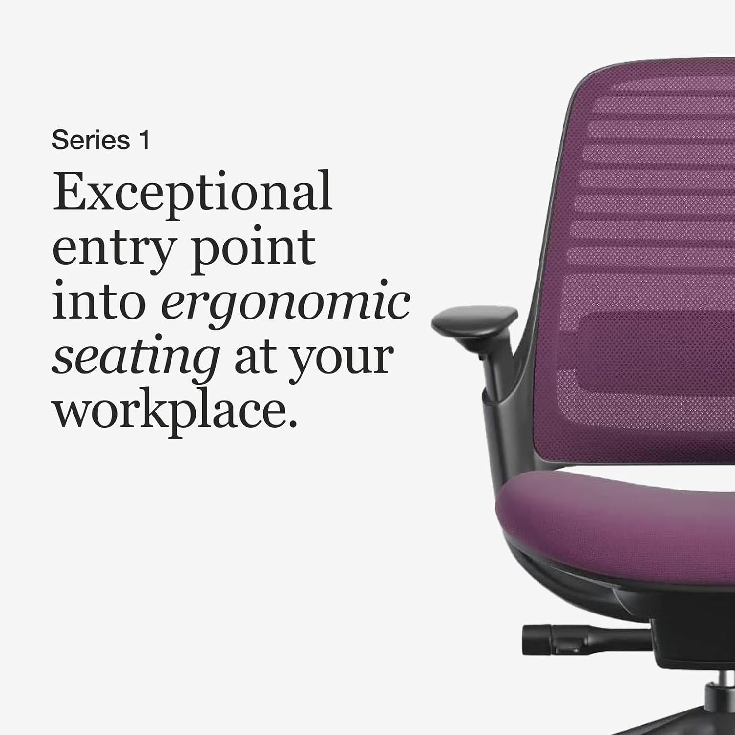 Steelcase Series 1 Office Chair - Ergonomic Work Chair with Wheels for Carpet - Helps Support Productivity - Weight-Activated Controls, Back & Arm Support - Easy Assembly - Concord