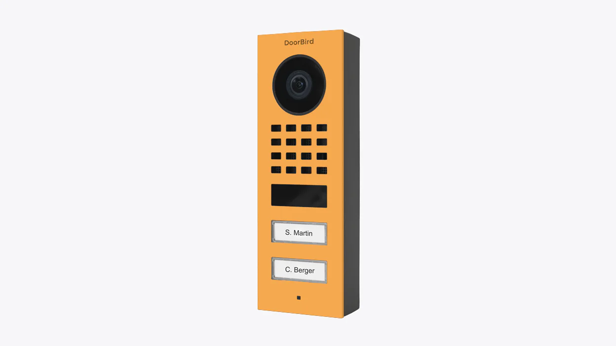 DoorBird D1102V Surface-Mount IP Video Door Station in Saffron Yellow, RAL 1017