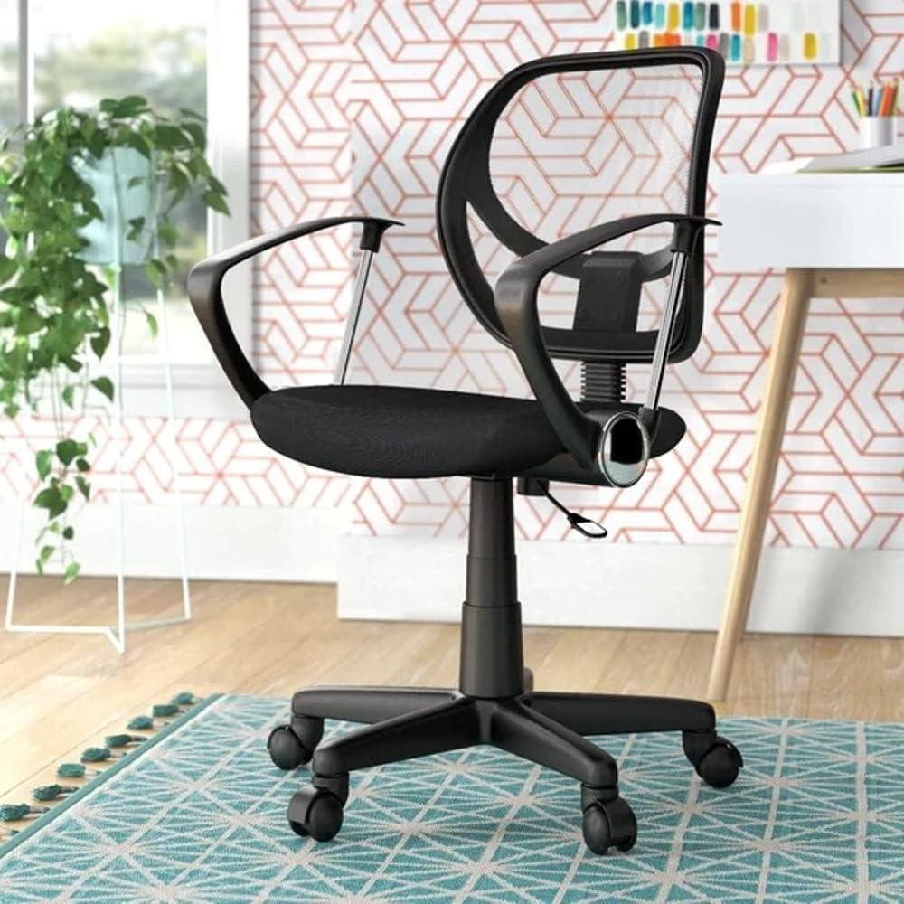 Comfy Mesh Office Chair | Built in Lumber Support,Transparent Low Back Ergonomic Design | Vanity Arm Computer Home Desk | Five-Pronged Base with Wheels | Height Adjustable & Swivel, Dark Grey
