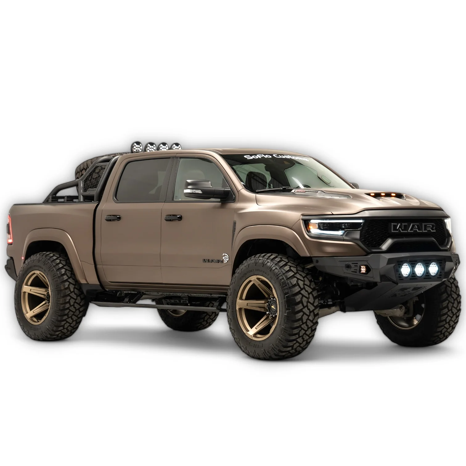 RAM TRX Baja Front Bumper w/ 3 Center Lights & Skid Plate 2021-2024