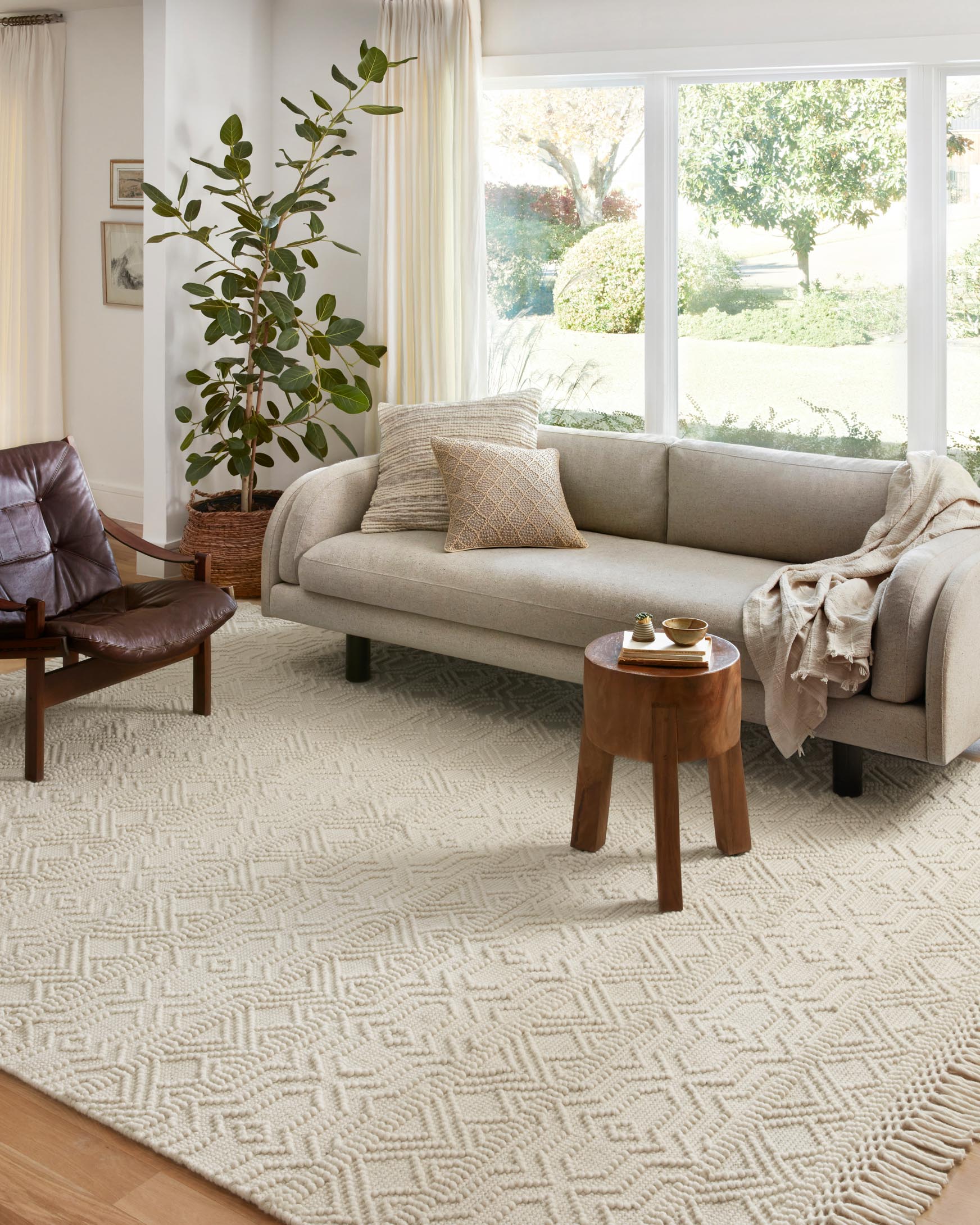 Loloi II Noelle Collection - Contemporary Hand Woven Rug in Ivory & Ivory (NOE-04)
