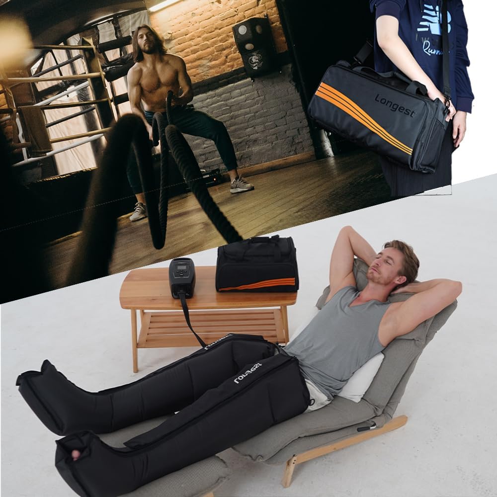 LONGEST Lymphedema Pumps Legs Foot Air Compression Therapy Boots Lymphatic Leg Recovery Compression System Pressotherapy for Swelling, Circulation & Pain Medium