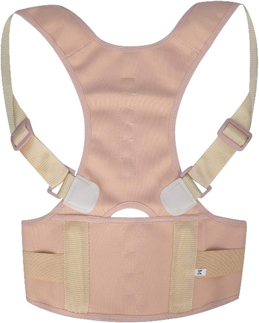 Back Posture Correction Adjustable Shoulder Lumbar Clavicle Brace Support Belt Straight Posture Corrector Corset,Beige-Xx-Large,Beige-S