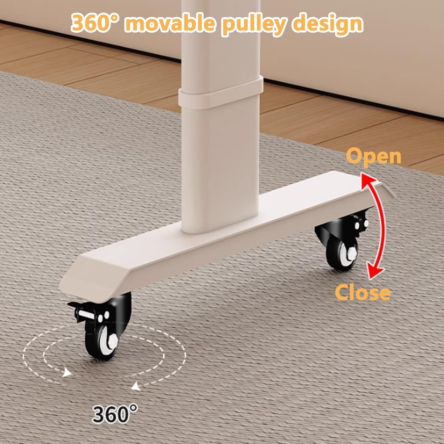 Adjustable Height Overbed Table, Rolling Bed Desk with Hand Crank and 360° Wheels, Cross-Bed Computer Desk, Mobile Laptop Cart for Bedroom, King Size Beds(Black,90.5x19.6in)