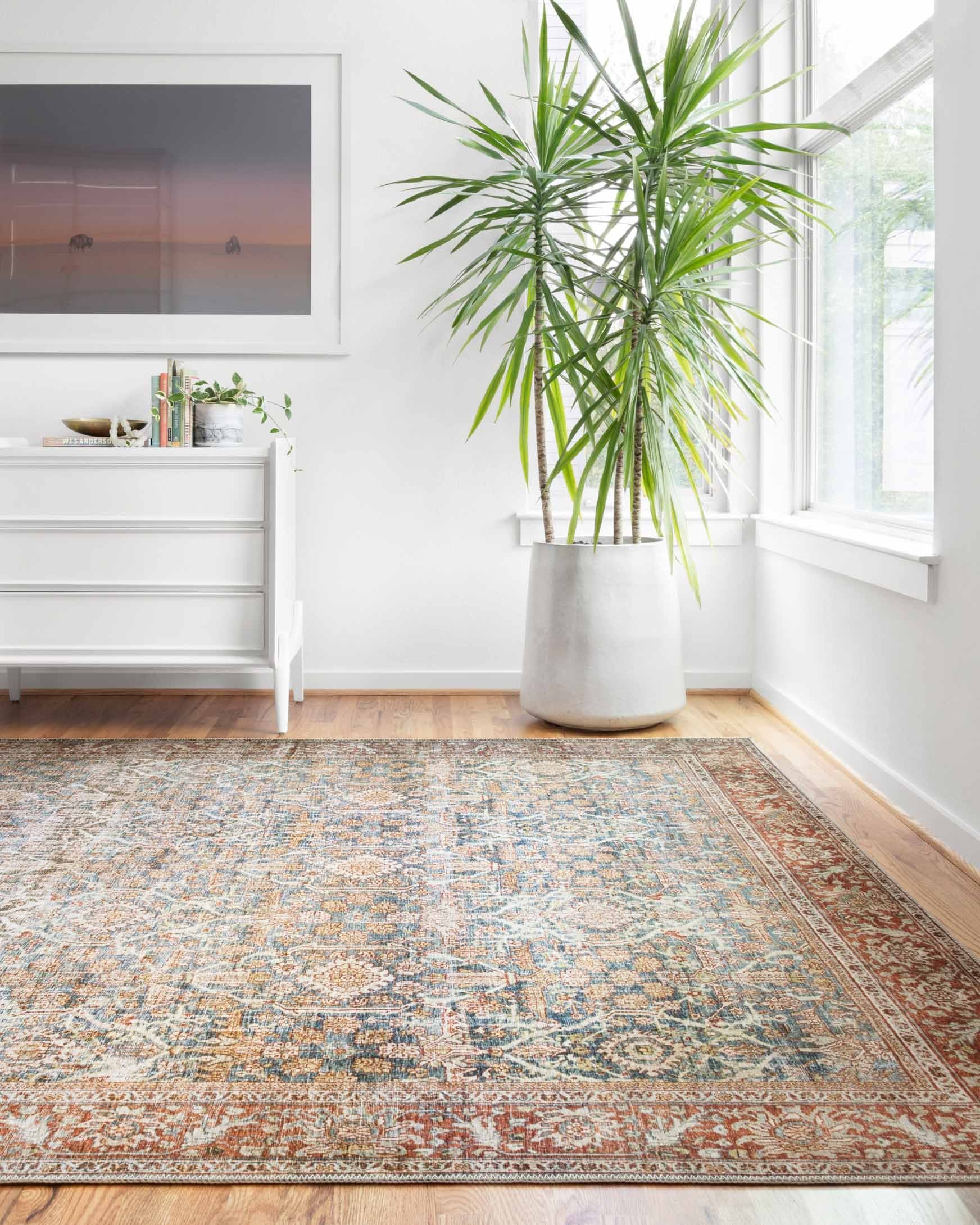 Loloi II Layla Collection - Traditional Power Loomed Rug in Ocean & Rust (LAY-04)