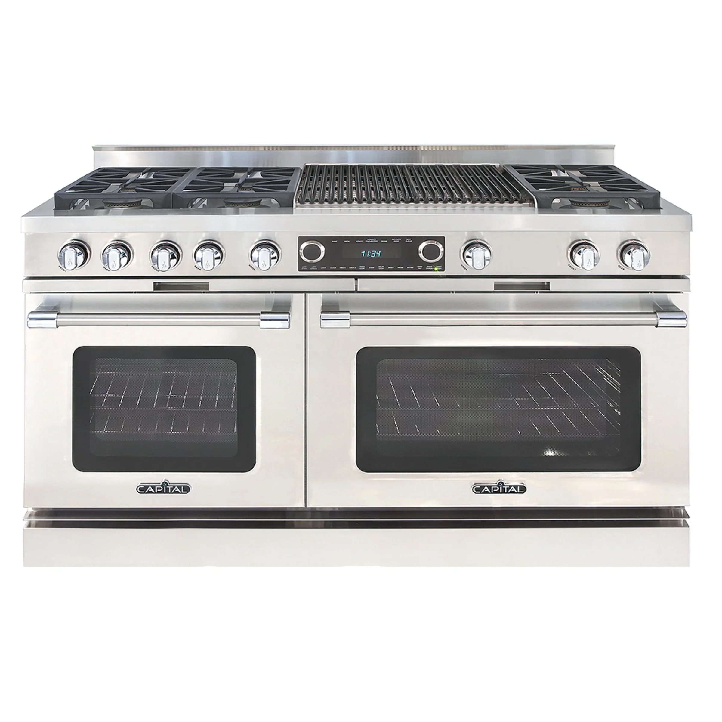 Capital 60-Inch Grand Chef Dual Fuel Range in Stainless Steel with 6 Sealed Burners, & 24-Inch Grill (CSB604BB2)