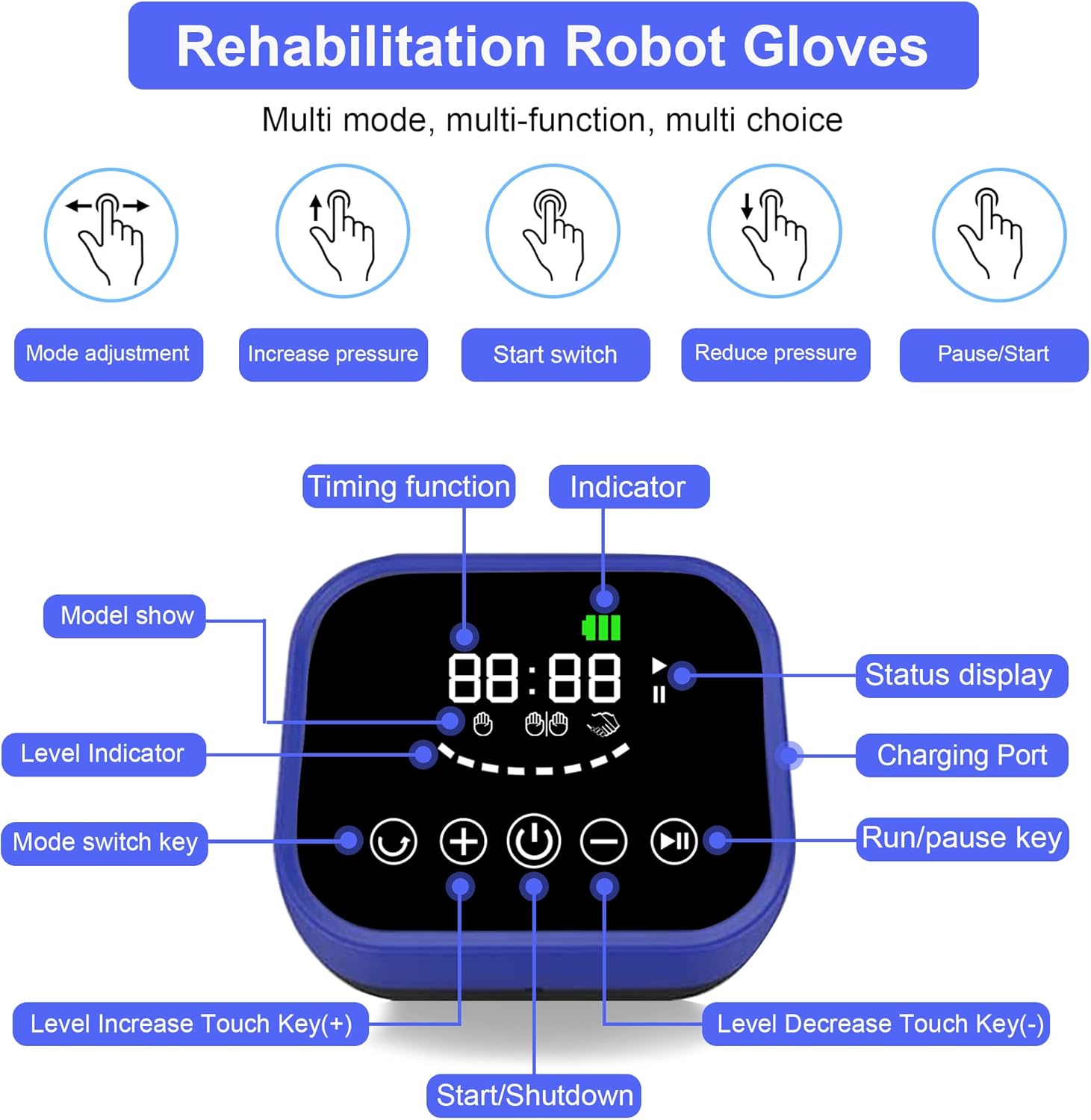 Rehabilitation Robot Gloves for Stroke Patient,Hand Hemiplegia Stroke Equipment(Right Hand-XL)