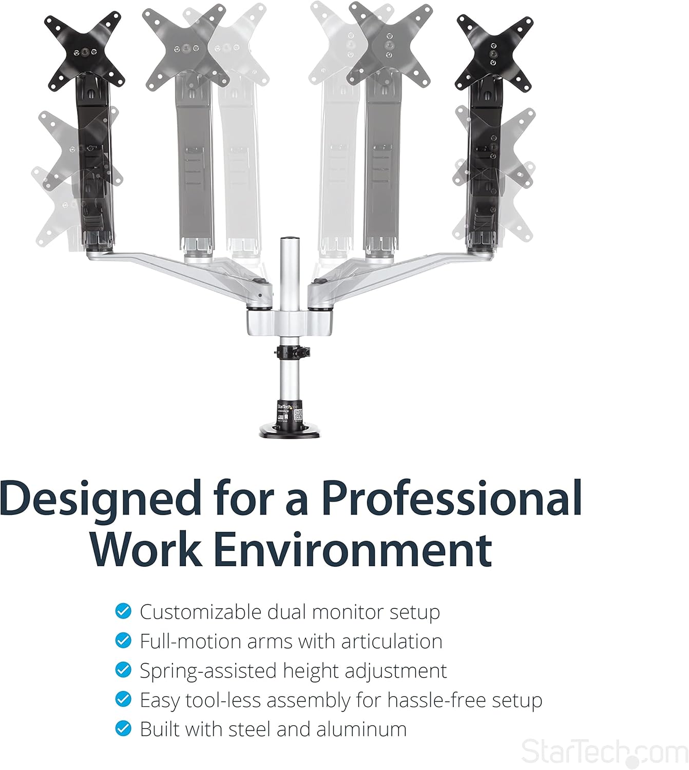 StarTech.com Desk Mount Dual Monitor Arm - Articulating - Supports VESA Monitors 12'' to 30