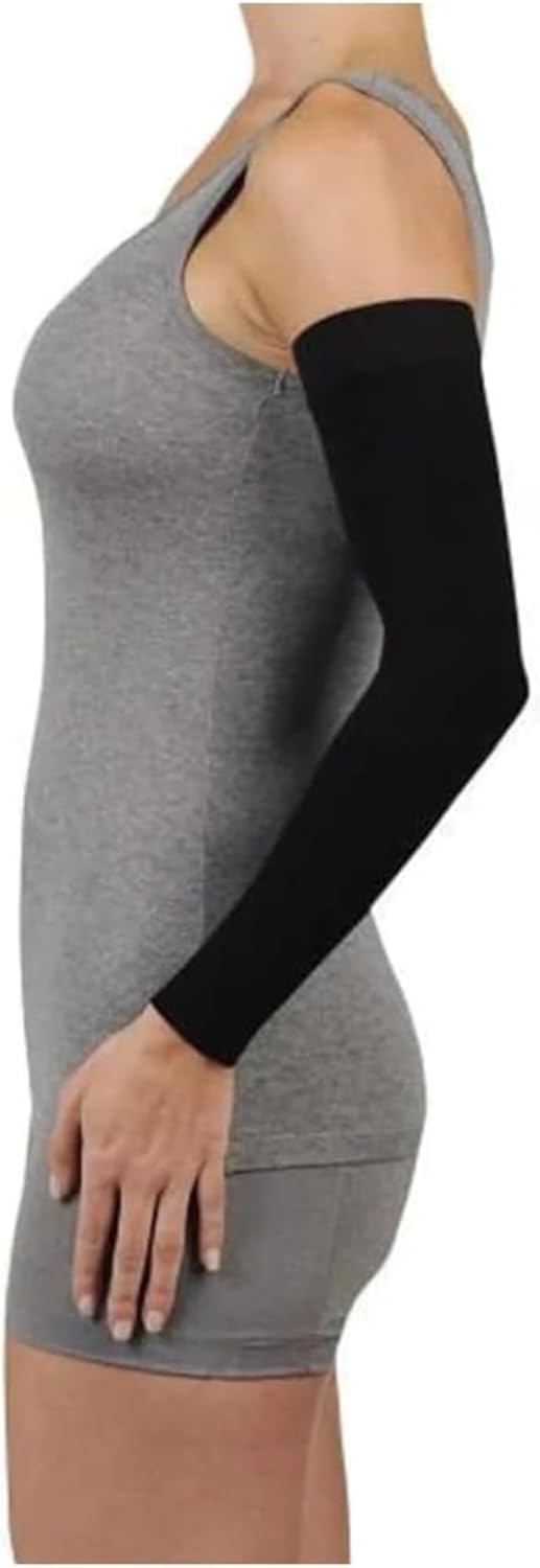 Juzo Soft 2000 15-20mmhg Standard Armsleeve with Silicone Top Band for Women, Black, 3 (III) Regular