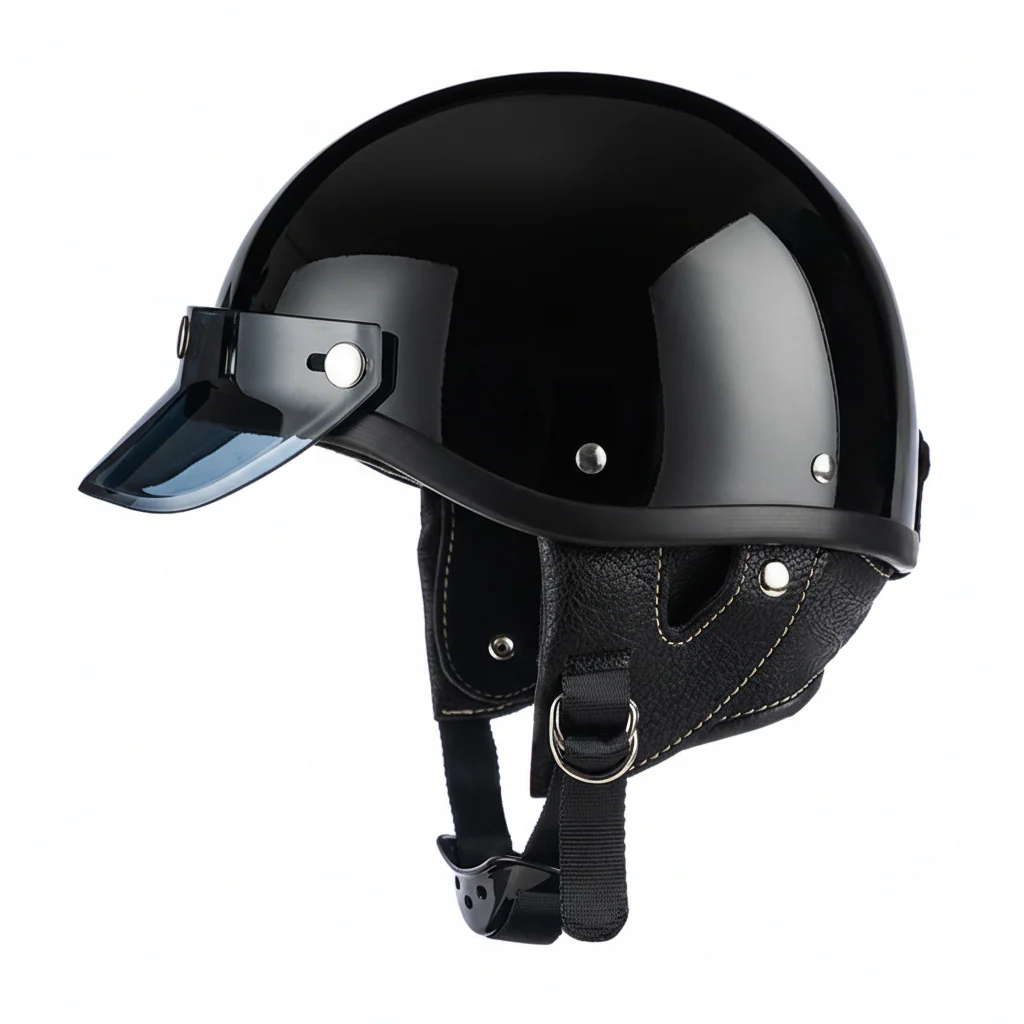 Vintage Half Open Motorcycle Helmet with Tinted Visor